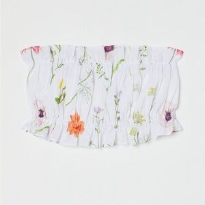 NWT NEW H&M ruffle floral cropped tube top size XS/S